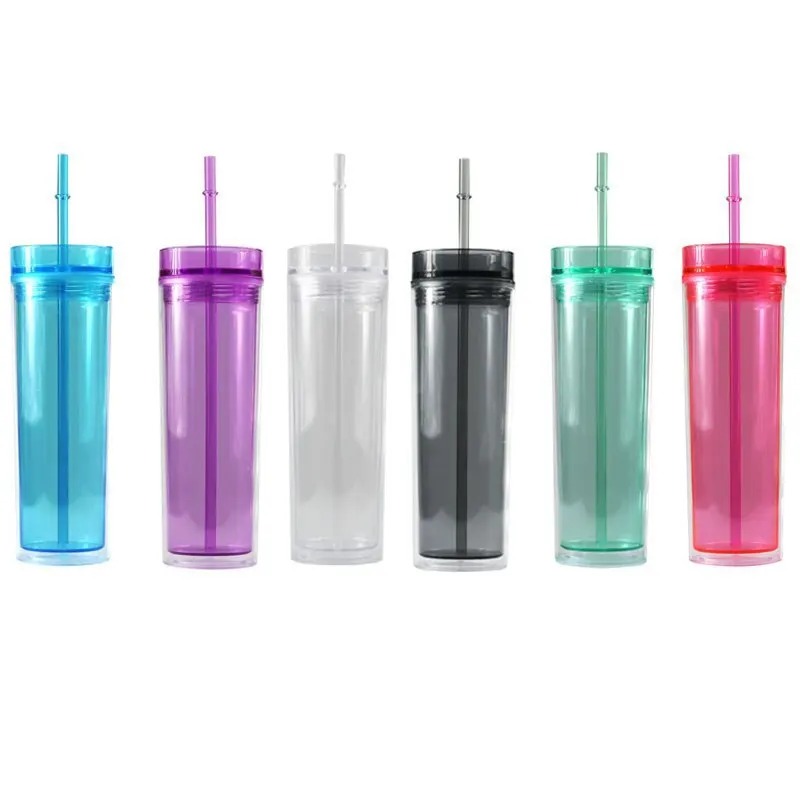 

Wholesale Sublimation Bulk Custom Logo Acryl Clear Straw Tumbler with Lid