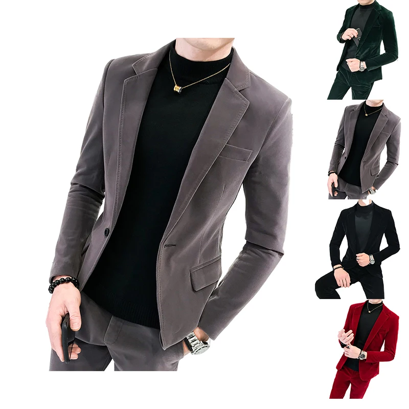 

2022 Fashion Custom Men'S Suits Two Piece Set Business Suits Formal Suits Slim Fit Set For Men, Picture shows