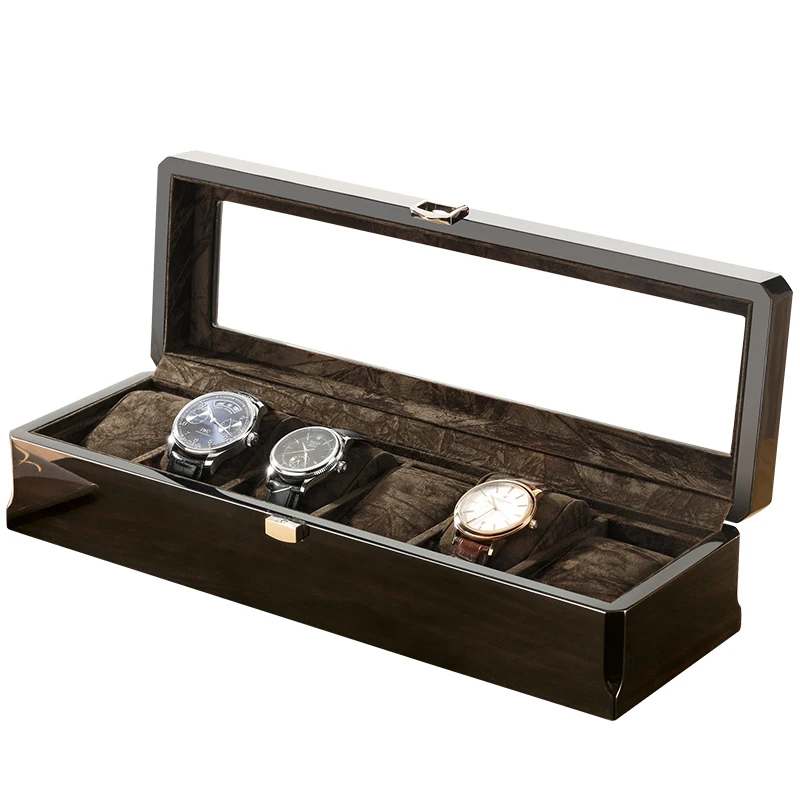 

Melancy wooden watch box customs logo uhrenbeweger 6 uhren gift box jewellery watch box with velvet pillow, Black ,brown