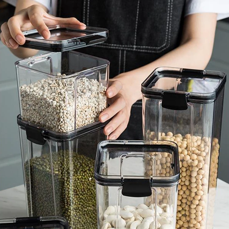 

Air Tight Containers Kitchen Black Food Storage Container, Transparent