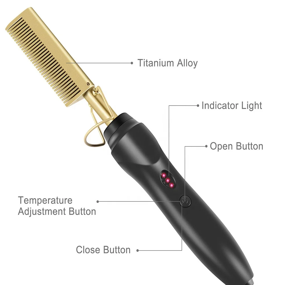 

Dropshipping hot sell Copper comb Mini Hair Straightening Hot Press Comb Electric Electric Hot Comb Hair Straightener