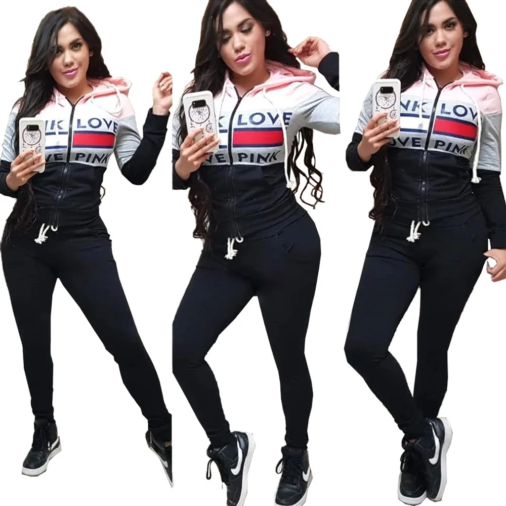 

DN8354- Fashion casual letter printing suit two-piece suit