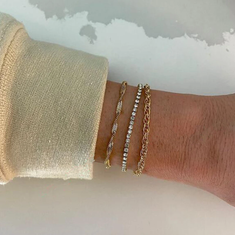 High End 18K Gold Plated Stainless Steel Twisted Chain Bracelet for Women Wholesale Jewelry