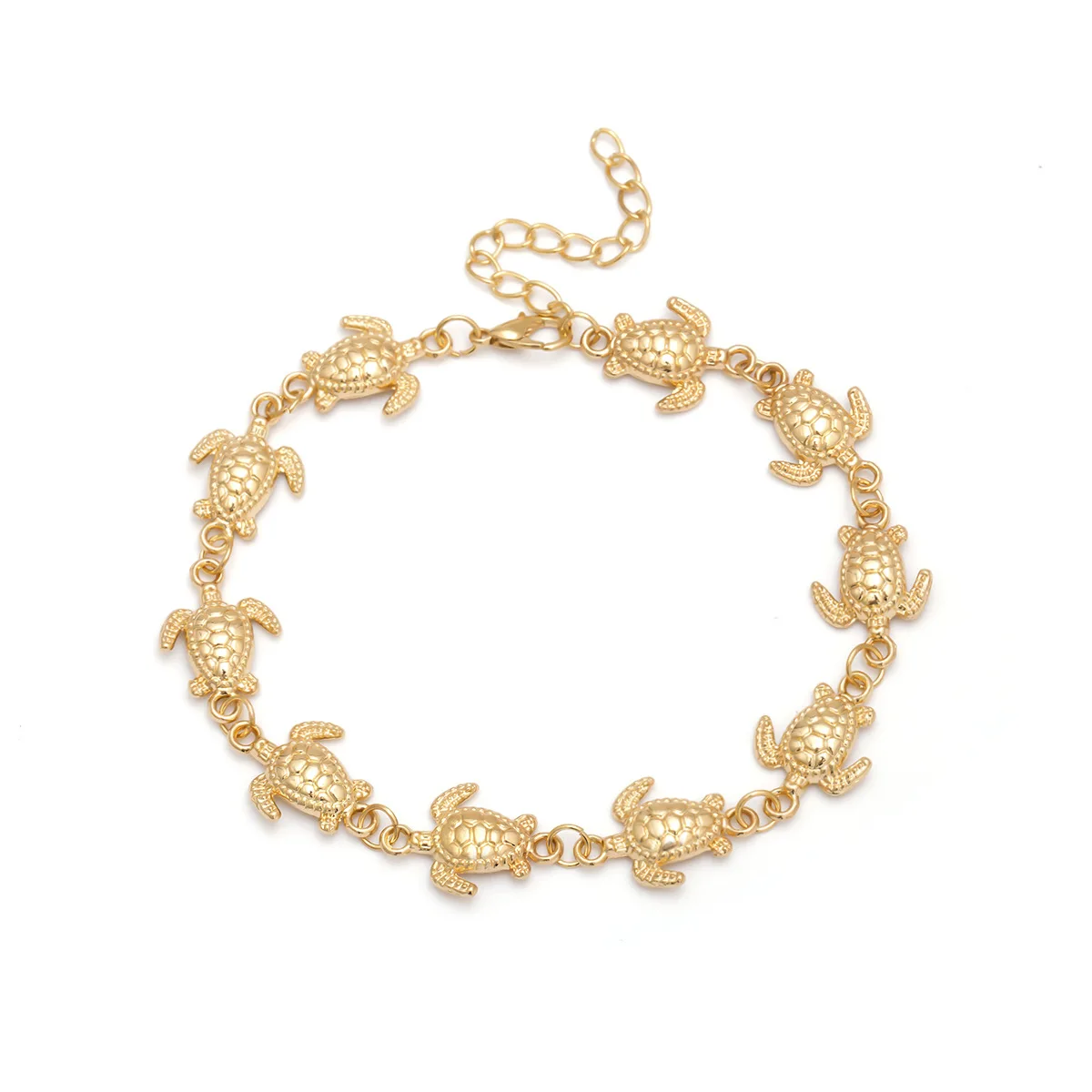 

Summer Beach Pendant Golden Tone Metal Turtle Chains anklets Fashion Pineapple Anklets, As pic