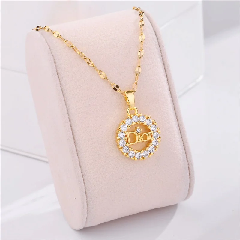 

New Arrival Designer Brand Jewelry Luxury Stainless steel Letter Pendant Necklace for Women Jewelry Making, Gold