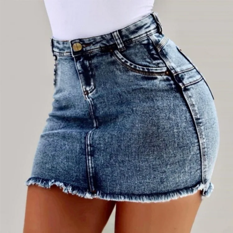 

Women's Casual Stretch Denim Mini Skirt High Waisted Jean Skirts