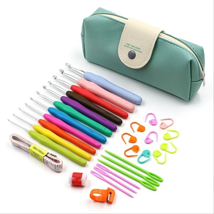 

hot selling 32 pcs Crochet Hook Tool Set Knit Needles For Hand Knitting Needles Tools Aluminum Crochet Hook Set