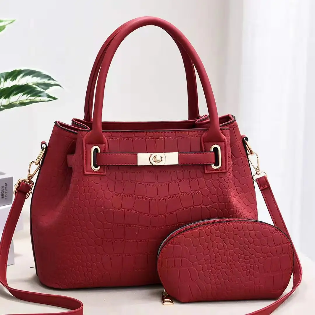 

The New Crocodile pattern Texture Two-piece High Quality 2 in 1 set bag 2022 handbag tote bag, As picture