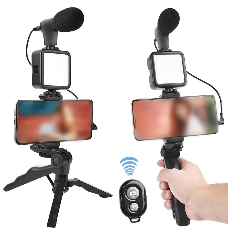 

Hot Selling On Amazon Vlogging Vlog Mic Microphone Phone Video Shooting Kit With Phones And Camera