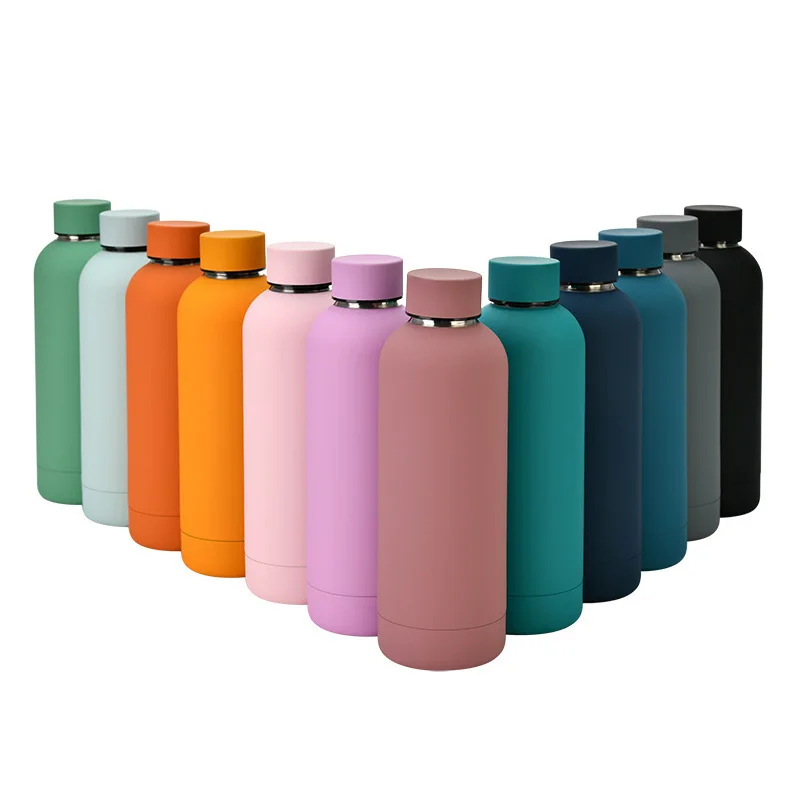

Customized Logo Rubber Coating 17oz 500ml Double Wall Vacuum Insulated Thermos Flask Stainless Steel Bottle, Customized colors acceptable