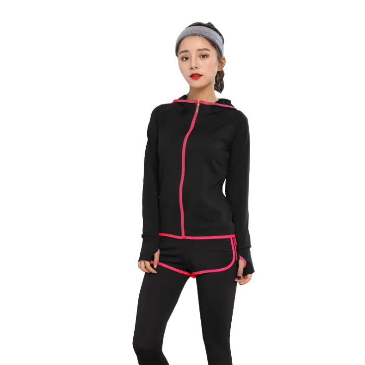 

High waist pants+shorts+bra+t shirt+coats women sportswear 5PCS set outdoor running quick dry yoga clothing fitness gym sets, Customized colors