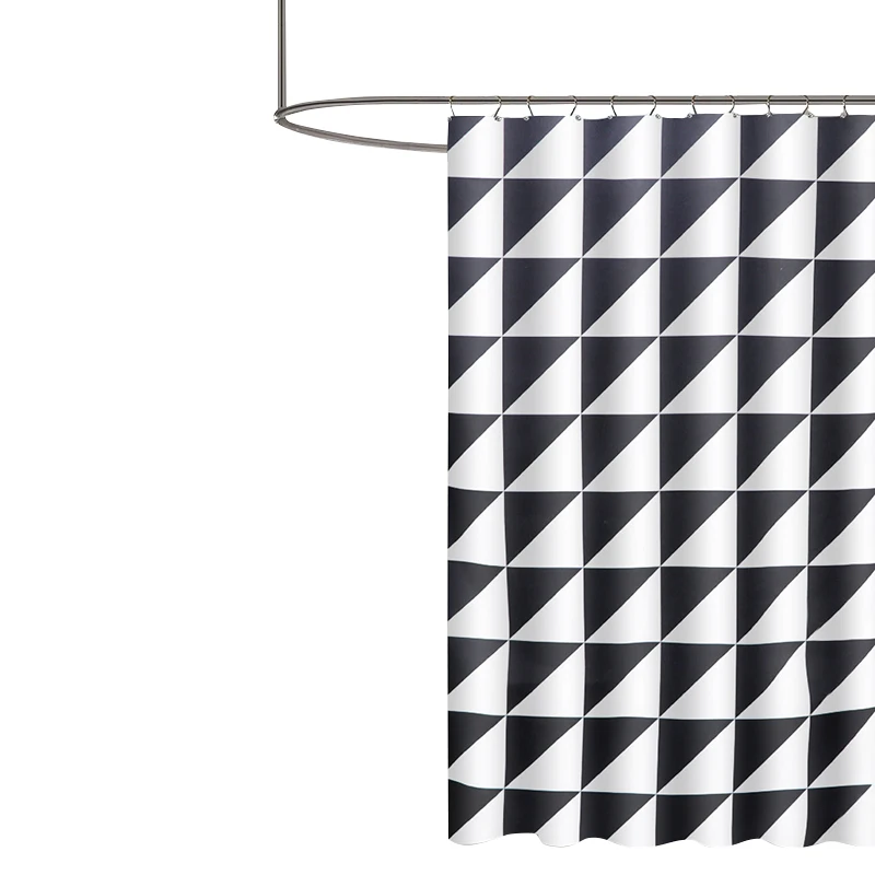 

Lattice And Triangular 100% Polyester Chinese Woven Black And White Check Custom Printed 3D Shower Curtains For Bathroom, Customer's request