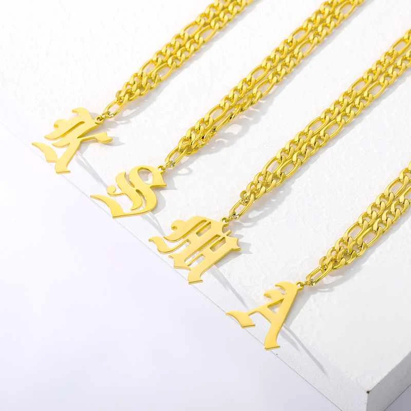 

New Products A To Z Ancient English Alphabet Anklet Chain Stainless Steel Stylish 26 Letters Summer Beach Necklace, Gold