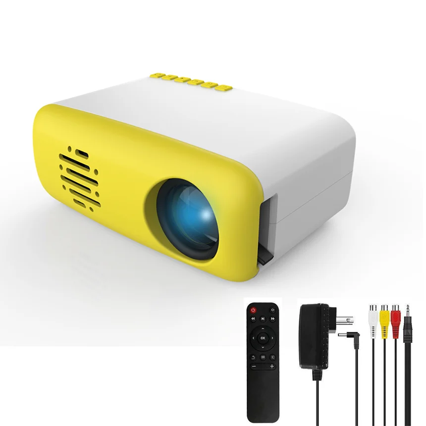 

]Portable Proyector full hd Support 1080p led Home Theater projectors for Kids Mini pocket projector for Christmas Gift, Black/yellow