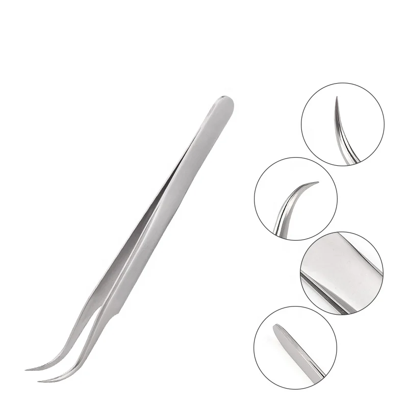 

ELITER Amazon Hot Sell Professional 60 Degree Stainless Steal Lash Tweezers Tweezer Eyelash Volum Professional Tweezers