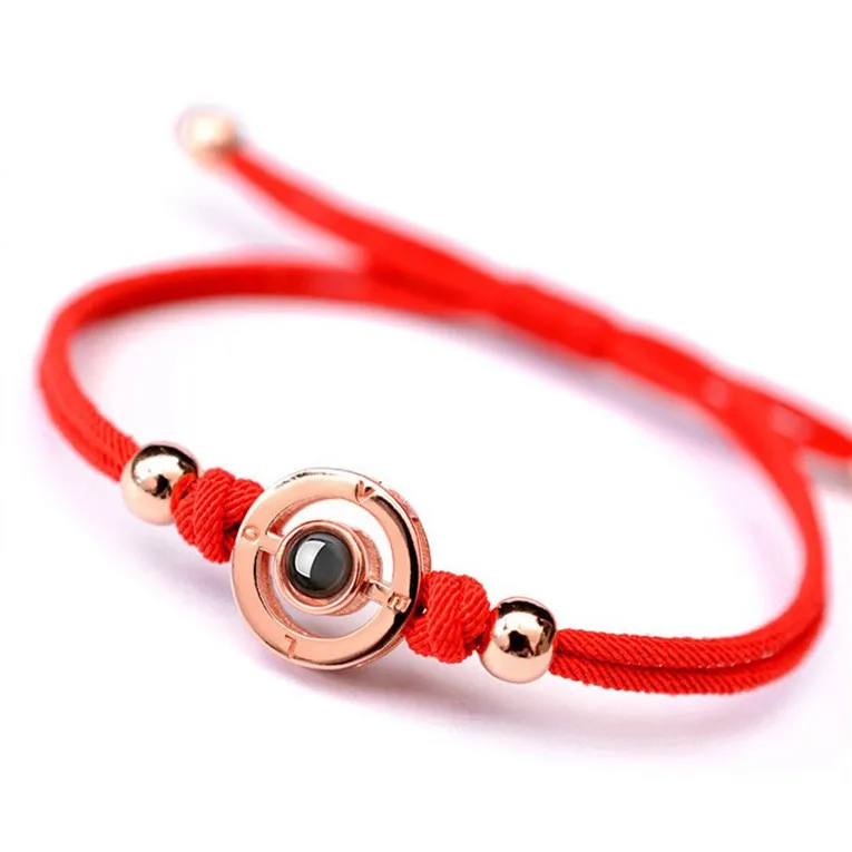 

High quality 925 sterling silver jewelry 100 language I love you handmade custom charm couples rope bracelets, Silver plated color