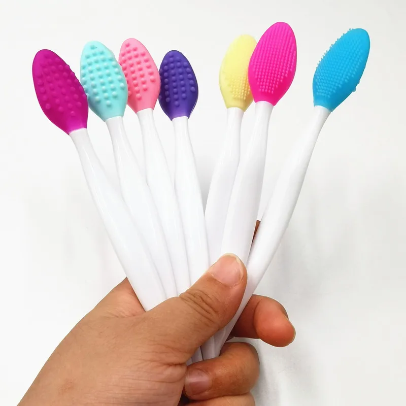 

Nose Blackhead Remove Nose Cleaning Brush Double Side Mini Exfoliating Lip Brush Silicone Lip Scrub Brush Tool