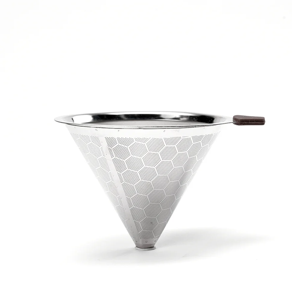 

Washable Portable Metal Mesh Strainer Reusable Pour Over Cone V60 Filter Perforated Mesh Coffee Dripper With Mug