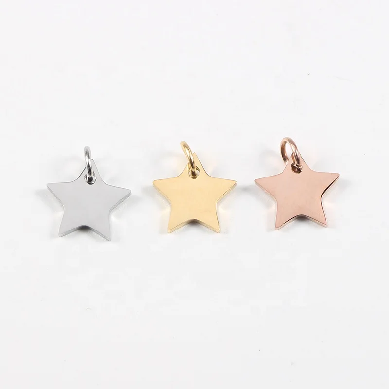 

11mm Hot Selling Stainless Steel Mirror Polished Star Pendant Charms