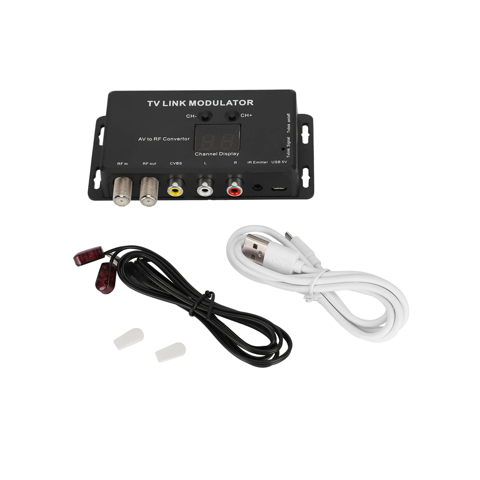 

TM70 TV Link Modulator USB 5V 1W PAL NTSC Adjustable Durable Infrared Return Frequency Interval Modulator IR Extender Kit