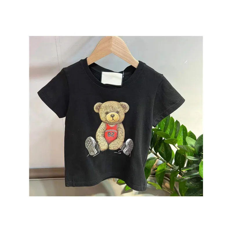 

Wholesale Market 2022 Summer New Fashion Designer Bear Printed T Shirt For Boy and Girl Cotton Soft Short Sleeve Luxury Clothes