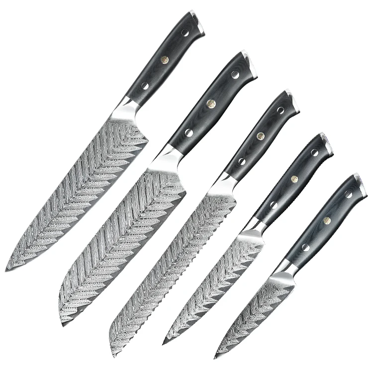 

Full Tang G10 Handle Japanese VG10 Damascus Steel Kitchen Knife Set