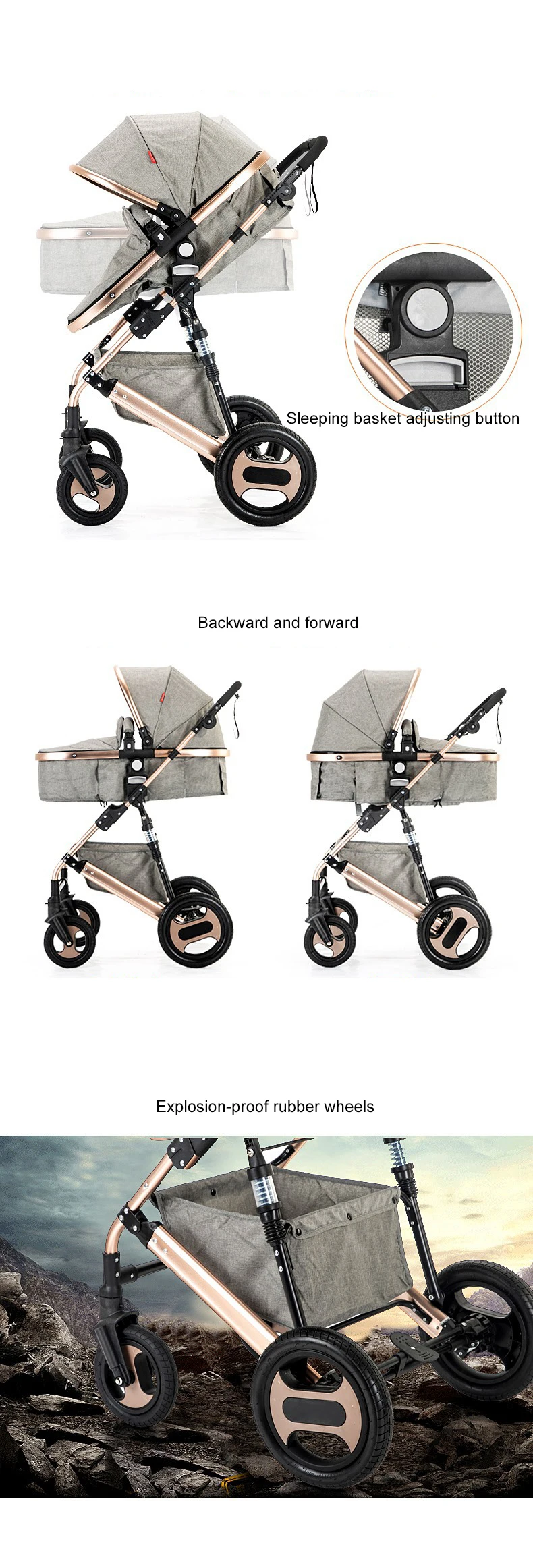 Wholesale Cheap Travel System Luxury Baby Stroller 3 In 1 With Carrycot