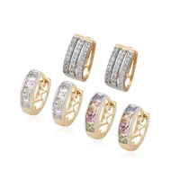 

Xuping Jewelry 92308 classic design color stone CZ gold plated mini huggie earring for women