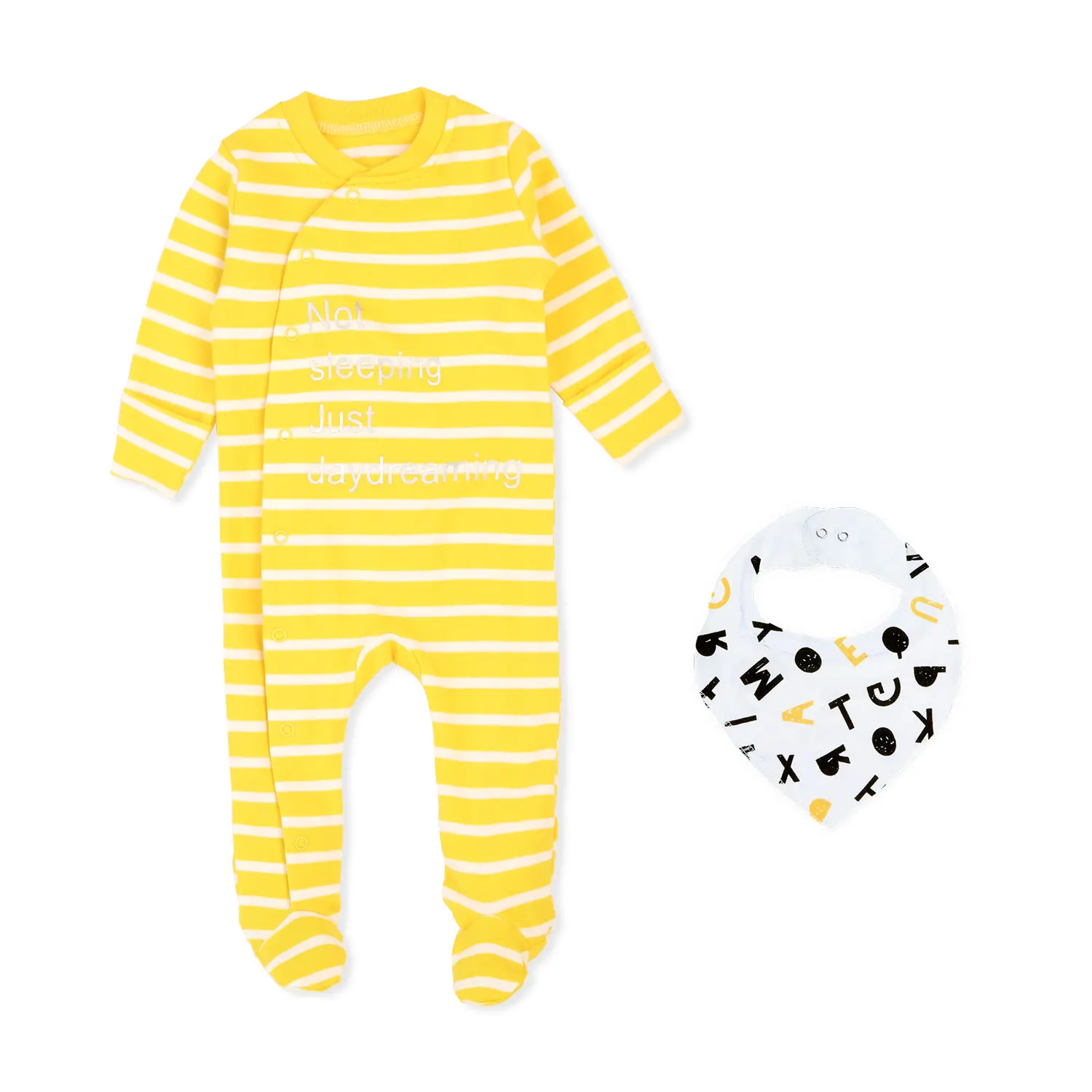 

New 100% Cotton Baby rompers Climbing Clothes Summer Clothing Girl boy Baby Romper Baby Bib Set, Yellow,white