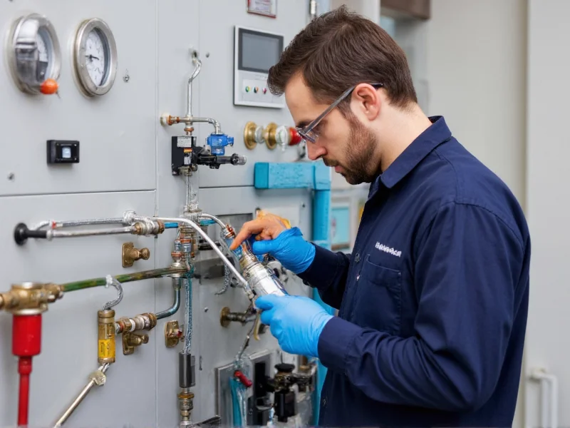 EPA technician handling refrigerant lines