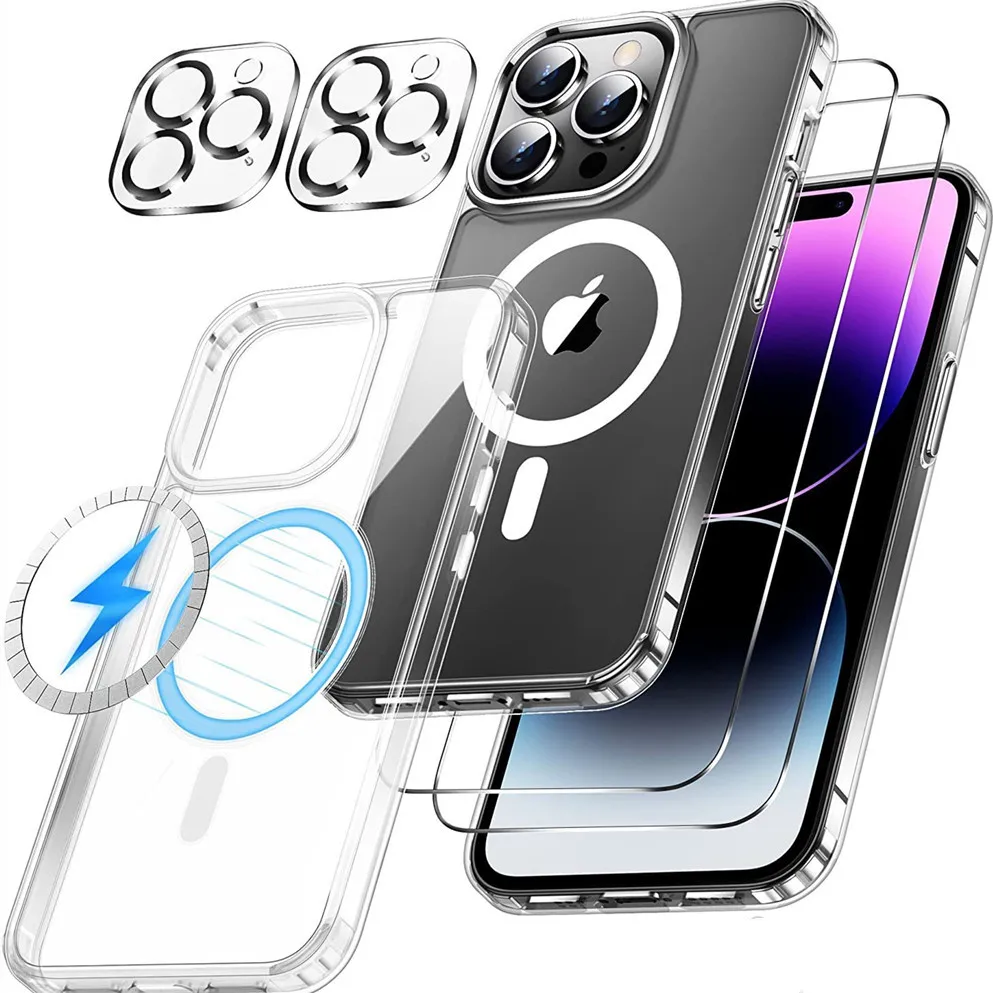 

5 in 1 Anti-Drop for iPhone 14 Pro Max Case 6.7 Inch Tempered Glass Screen Protector Lens Protective for iphone 14 plus