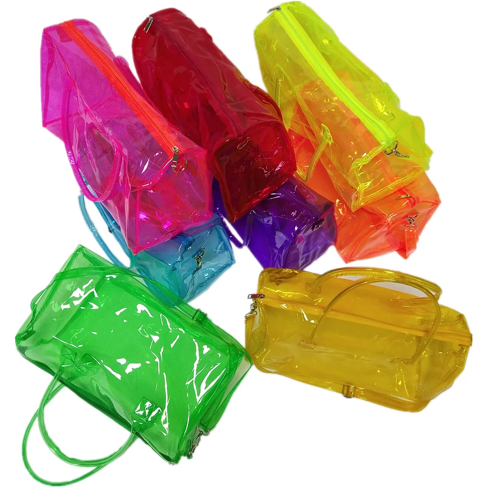 

Hot sale women gym bag custom logo yoga gym bag sports outdoor candy color transparent jelly bag, Blue