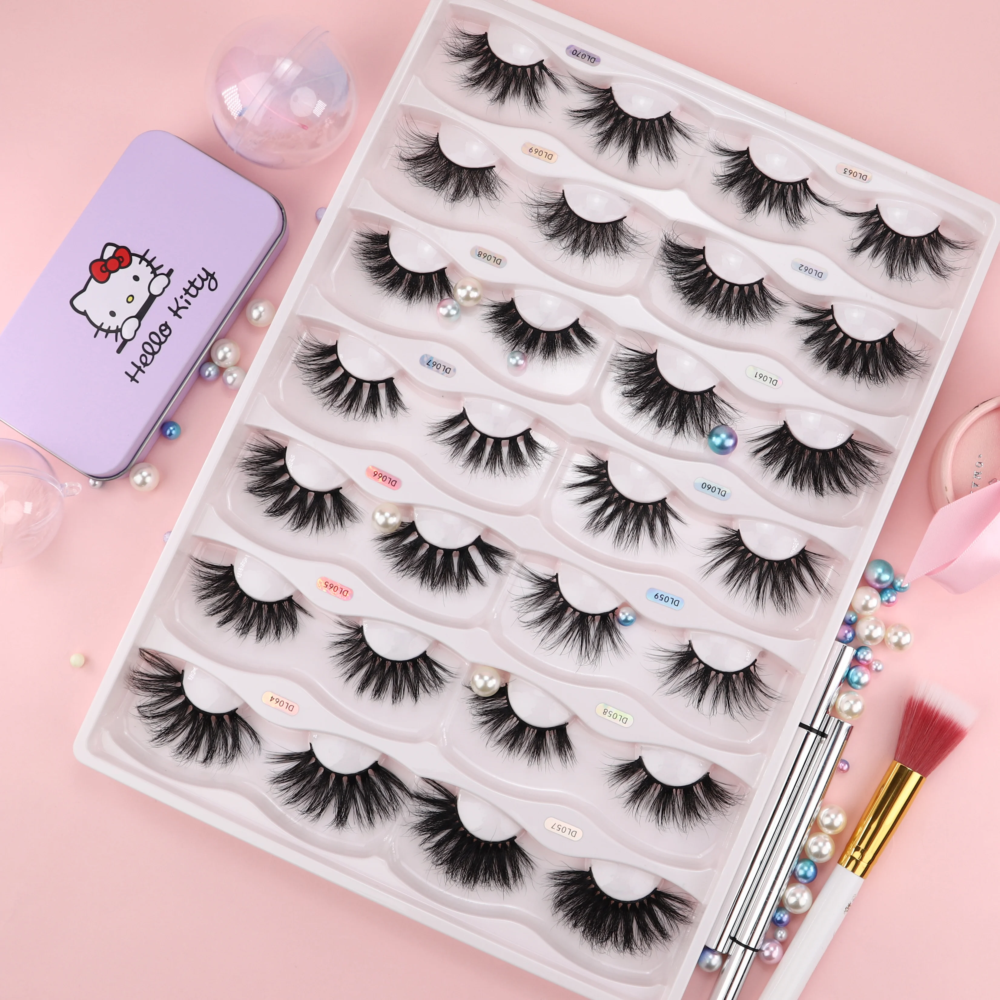 

Wholesale false eye lashes mink wispy 3d mink eyelashes with clear band eyelashes, Natural black/ colorful