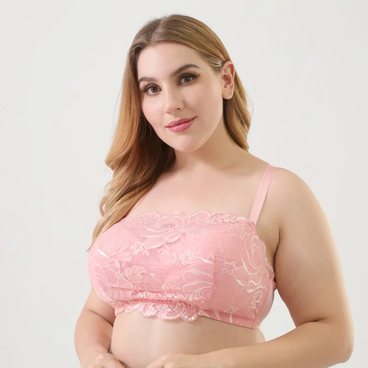 

Plus Size Underwear Female Fat Bra B C D E F G Cup Anti-glare Tube Top Bras