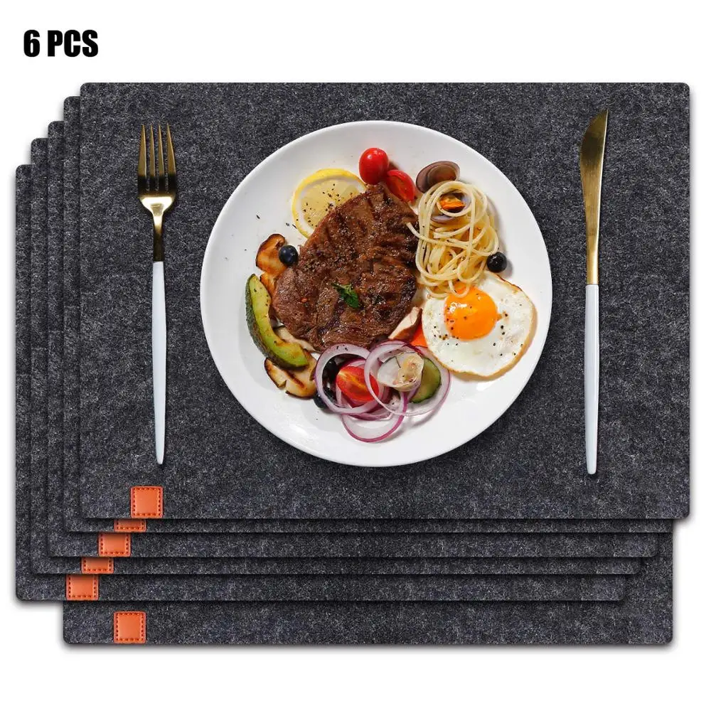 

Grey Felt Placemat with Glass Coasters and Cutlery Bags, Grey,pink,yellow,green,blue