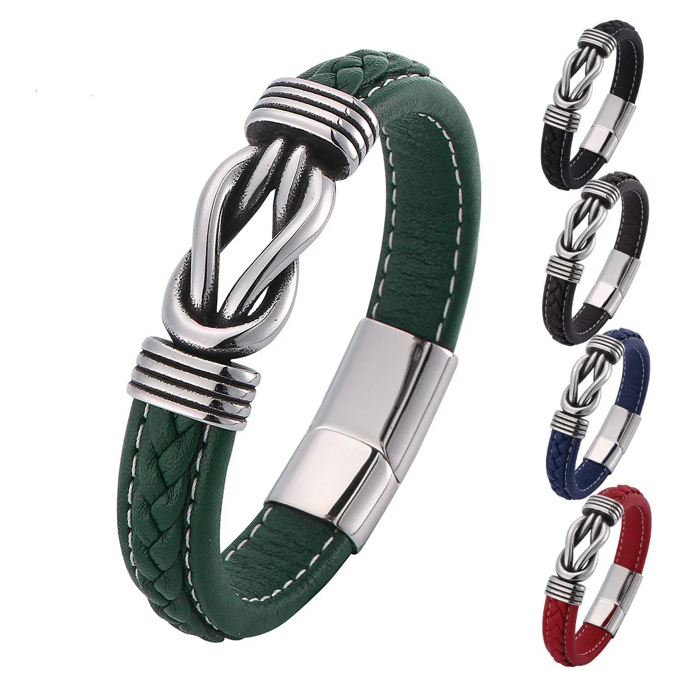 

trendy genuine leather bracelets men stainless leather and steel bracelets for men jewelry blue leather beaded bracelet