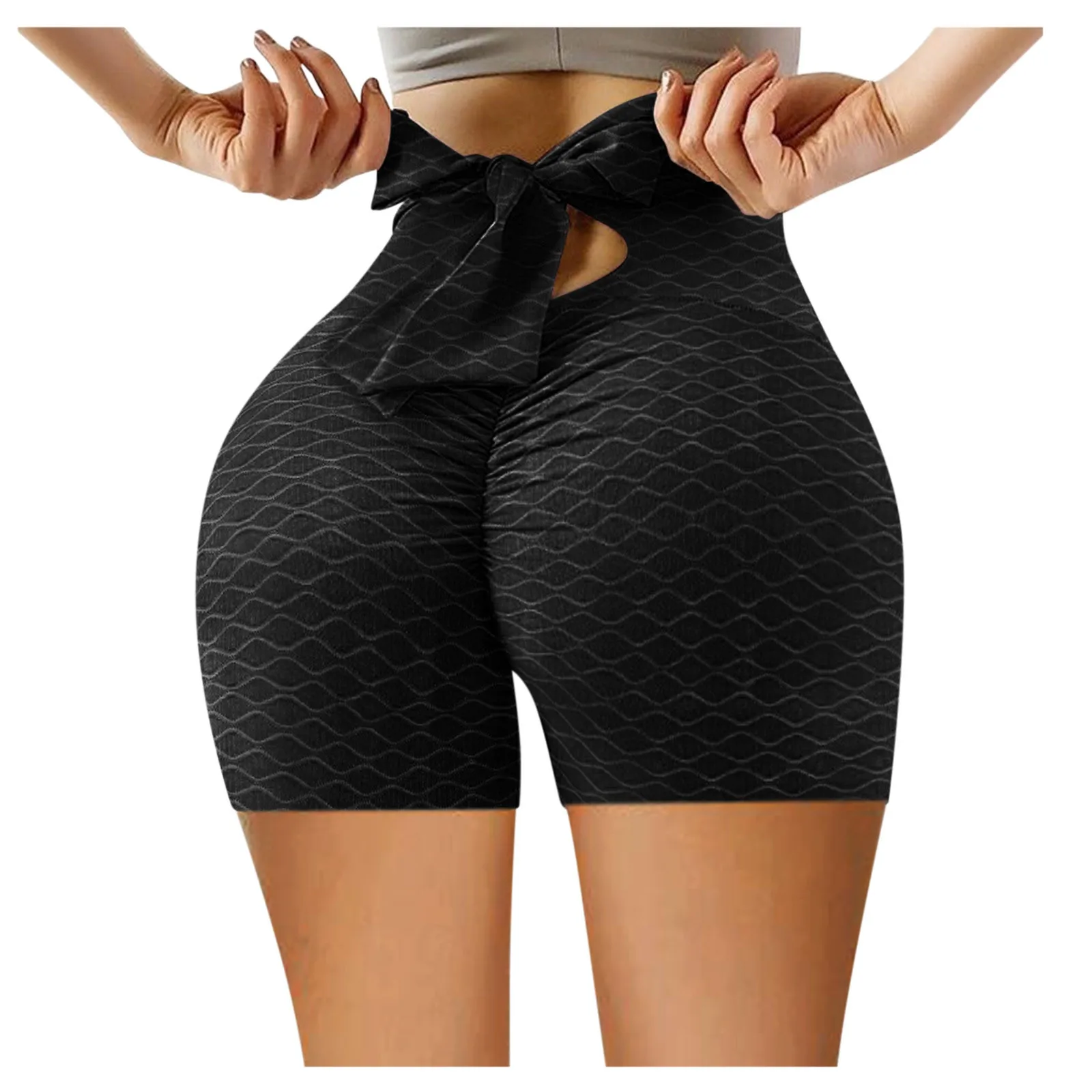 

Bow Tie Shorts Women Summer Biker Outfits One Piece Spandex Fitness Yoga Shorts with Bow