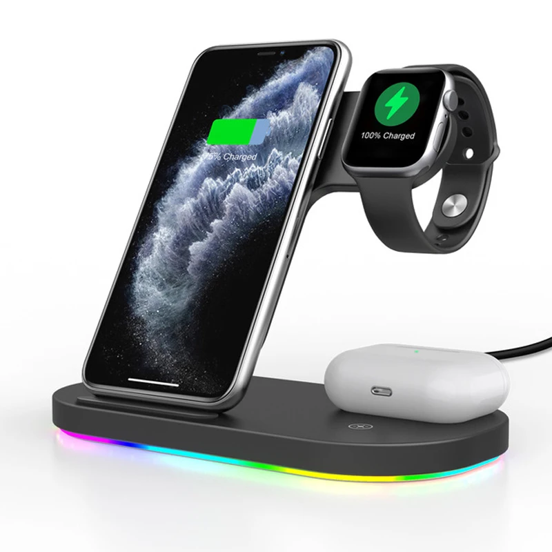 

LEMONDA Z7S 3 in 1 15W Fast Charging Qi Wireless Charger Stand for Phone Headphone