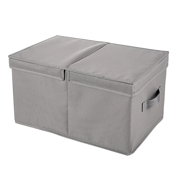 

2021New Design Non-Woven Fabric Boxes Foldable Clothing Storage Box With Lid, Grey