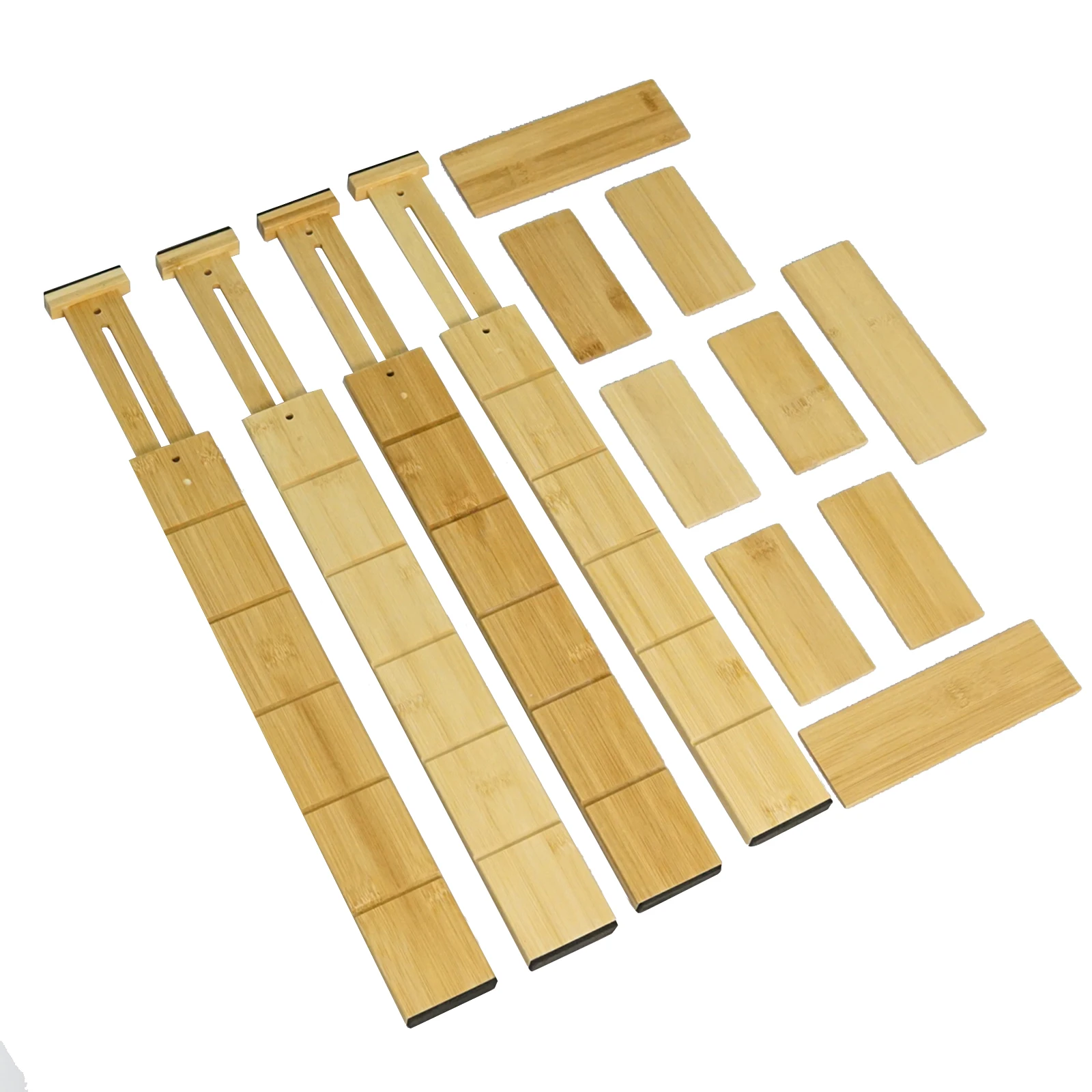 

Adjustable bamboo cutlery drawer organizer divider with 9 inserts, Natural bamboo color