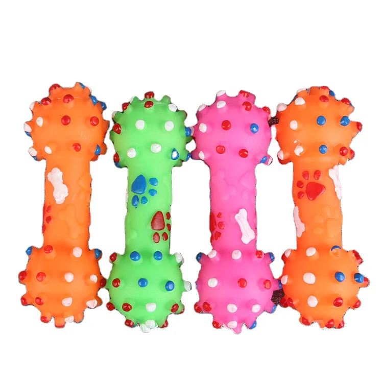 

Factory direct sales vinyl dumbbells squeaky dog toy pet supplies