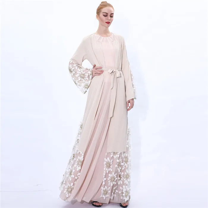 

New style muslim women dress modern islamic clothing fashion dubai abaya, White,beige