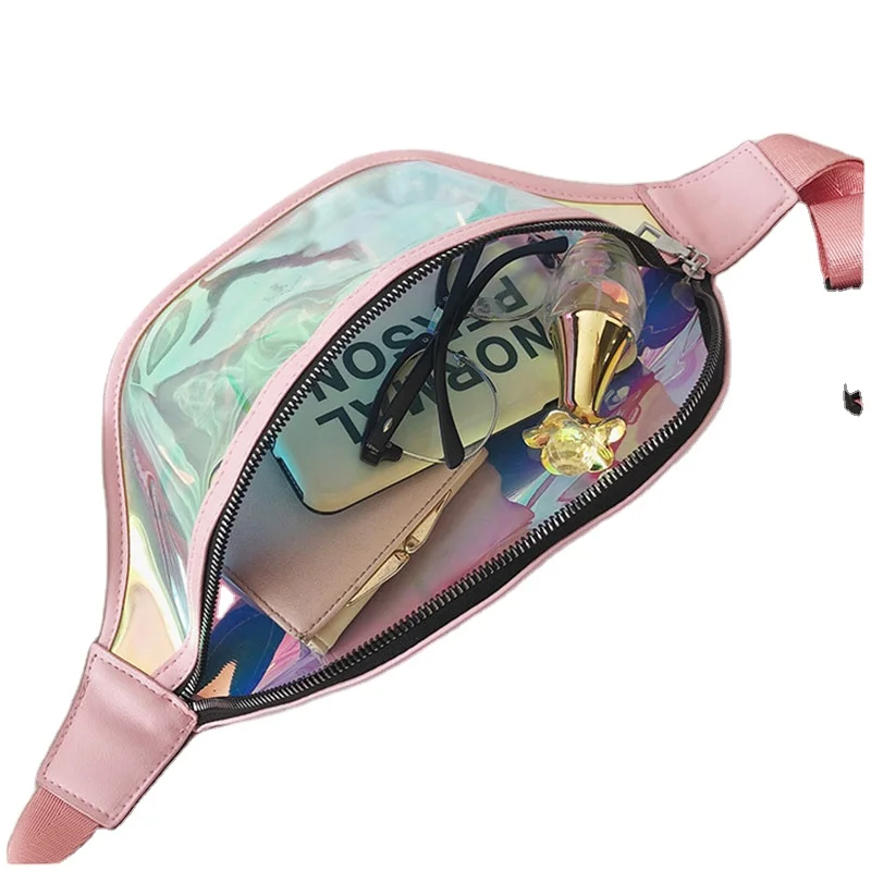 

Waterproof Metallic Color Sport Waist bag Holographic PVC Fanny Pack Laser Bum Chest Bag for Women Men Kids, As shown in the pictures