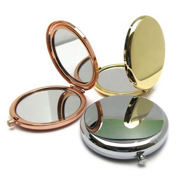 

Portable Round Folded Compact Mirrors Rose Gold Silver Pocket Mirror Making Up for Personalized Gift, Rose gold , silver , gold, brown