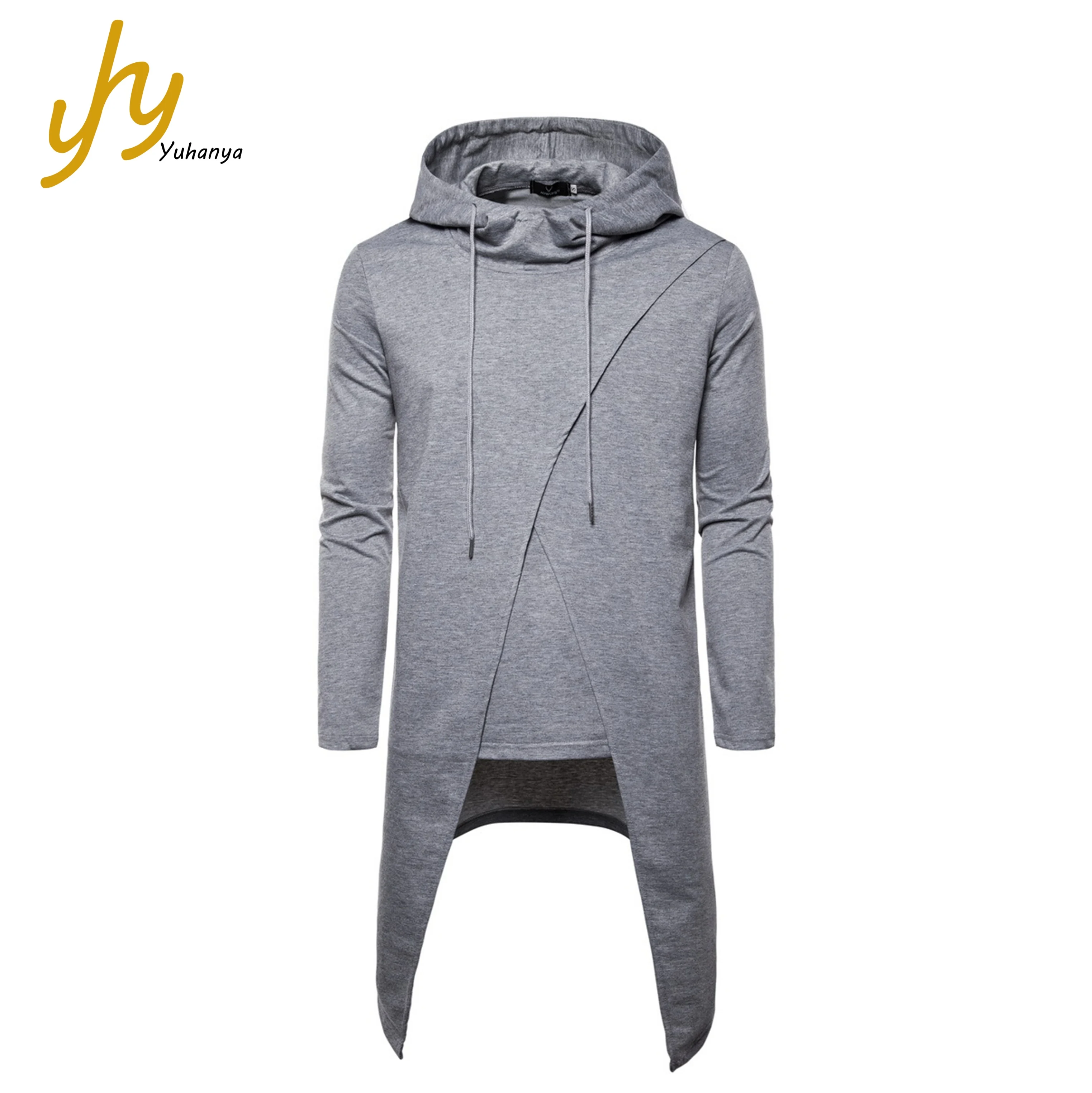 

Autumn New Design Mid-Length Splicing Hip Hop Men's Hoodies 100% Cotton, 3 colors