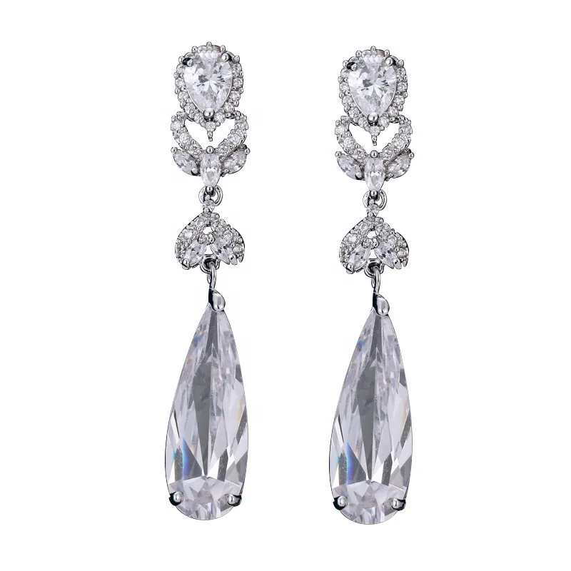 

Trendy Jewelry Silver Zircon Earring Gift Jewelry Custom Earring Ladies Drop zircon earrings