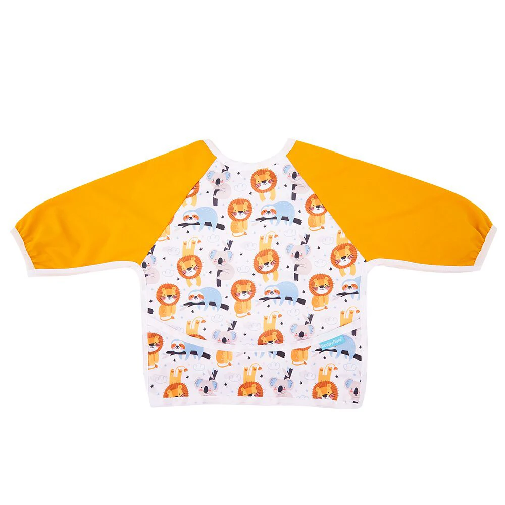 

Happyflute baby dribble bib new print long sleeved bibs tie design pocket waterproof bibs