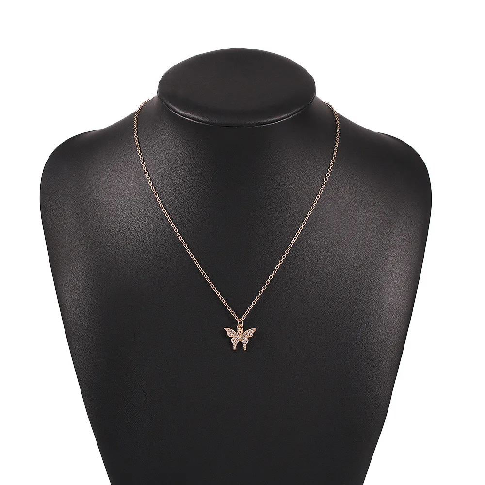 

Yiwu Wholesale Gold Butterfly Necklace Delicate Initial Butterfly Necklace With Diamond Crystal Butterfly Pendant