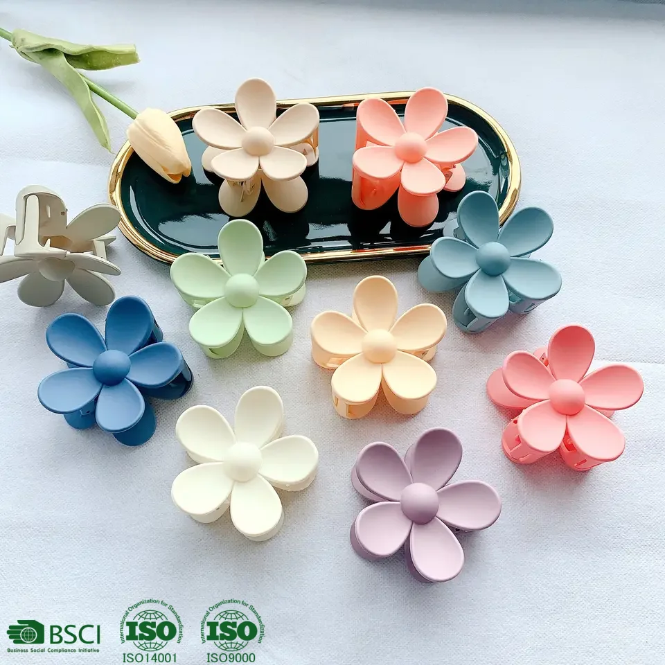 ins hot sale flower claw clips matte hair claw clips sweet Macaron color claw hair clips for women