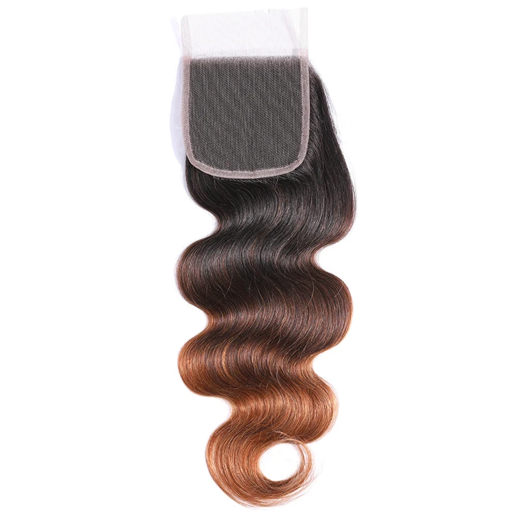 

Hot Sell 4*4 1B/4/30 Human Hair Closure Body Top Closure Human Hair 4*4 Lace Closure